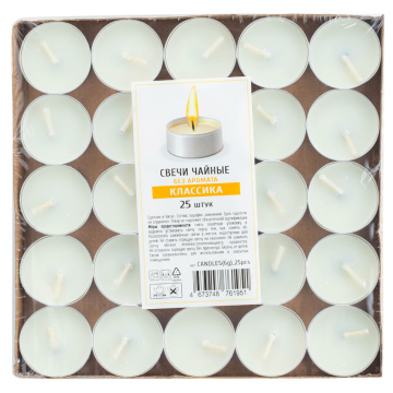 Свечи чайные в гильзе классика (6 г) 25 шт/уп